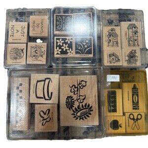 Lot Of 5 Sets Of Stampin Up Mounted Rubber Wood Stamps, Vintage 1993-03 EUC “20”